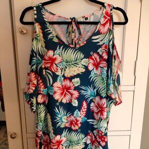 Floral Cold Shoulder Top, Size XL